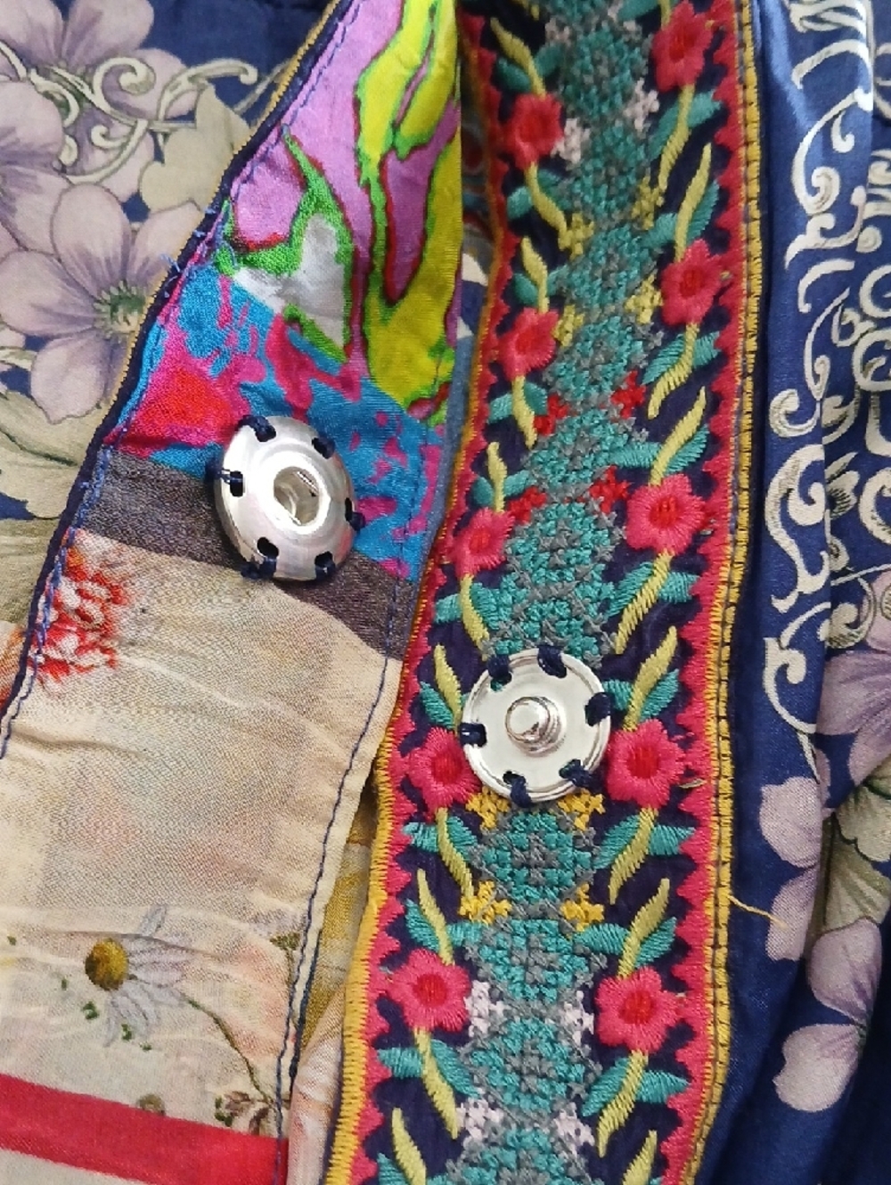 Johnny Was the Blati Silk Floral-Print Kimono Pockets Women XS - Picture 5 of 6